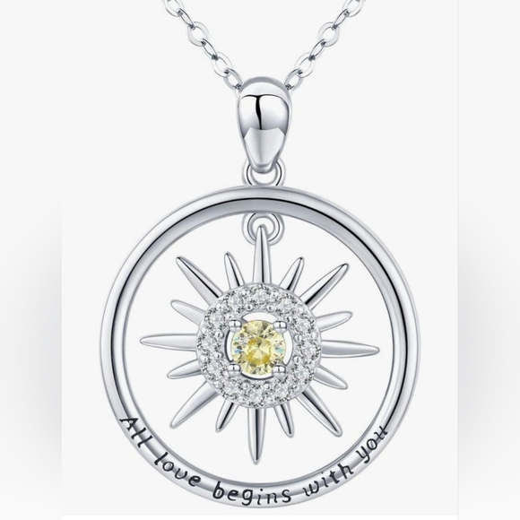 Jewelry - 925 Sterling Silver Celtic Knot Moonstone/Zircon Sun Memorial Pendant Necklace